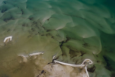 High angle view of snow on land