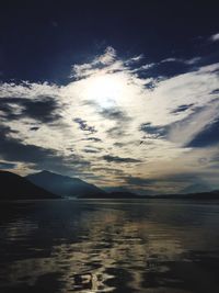 Scenic view of sea against cloudy sky