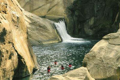 Scenic view of waterfall