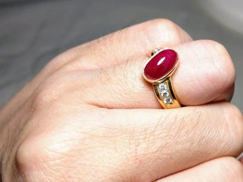 Cropped hand of woman with ring