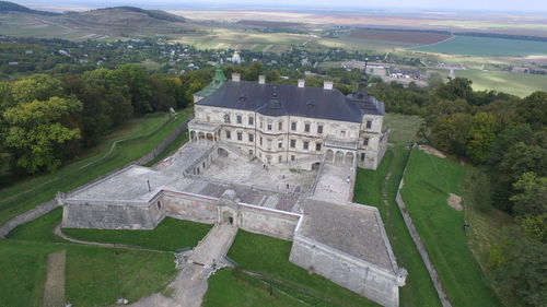 High angle view of historic building