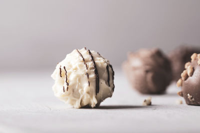 Close-up of ice cream on table