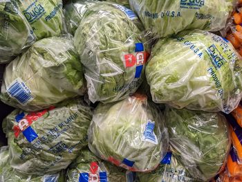 High angle view of vegetables for sale in market