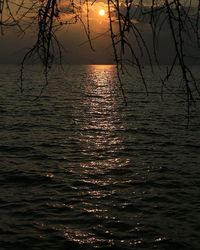 Scenic view of sunset over river