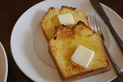 Close-up of food in plate on table