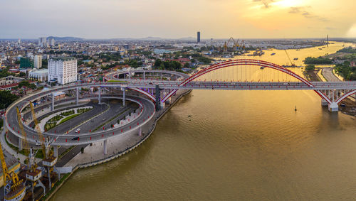 High angle view of bridge over river