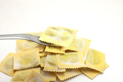 Close-up of ice cream against white background