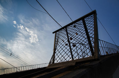 Low angle view of basketball hoop against sky