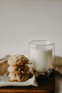 Close-up of dessert in glass on table