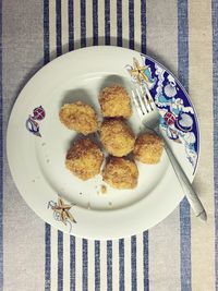 Directly above shot of food in plate on table