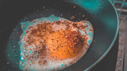 High angle view of drink in container