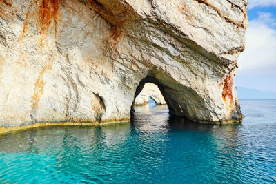 Rock formation in sea