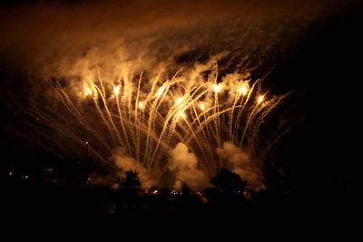 Firework display at night
