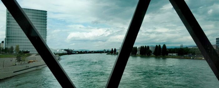 Panoramic view of city and river against sky