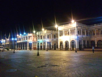 Illuminated building at night