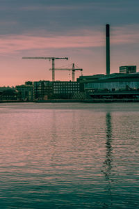 Aarhus harbor at sunset