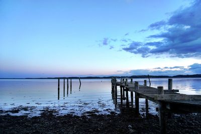 Scenic view of calm sea against blue sky