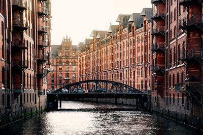 The warehouse district or speicherstadt. wandrahmsfleet canal.