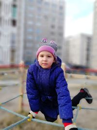 Portrait of cute girl in snow