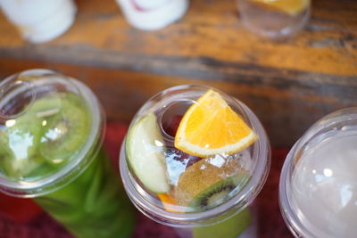 Close-up of drink on glass table