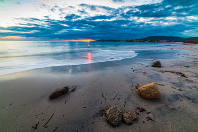 Scenic view of beach against sky