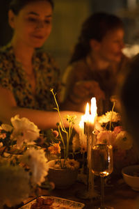 Close-up of illuminated candle