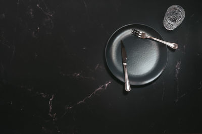 High angle view of water on table