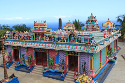 High angle view of temple building against sky