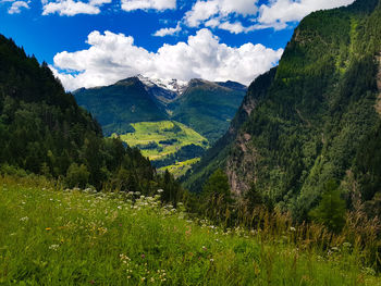 Panoramic view of landscape and mountains against sky