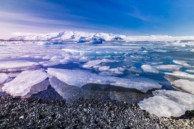 Scenic view of snowcapped landscape against sky