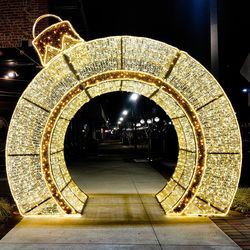 Illuminated archway in building