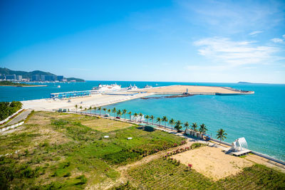 High angle view of beach against sky