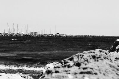 View of calm sea against clear sky