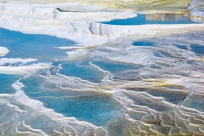 High angle view of snow covered landscape