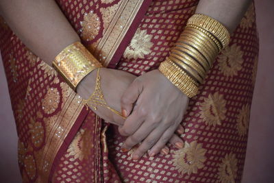 High angle view of woman wearing fabric