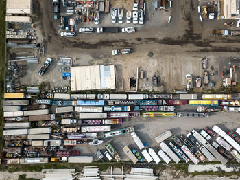 High angle view of cars on road in city