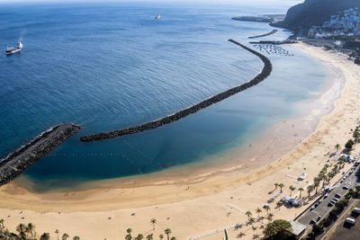 High angle view of people on beach