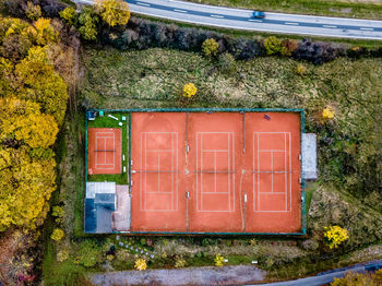Tennis court. taken from above. aerial view.