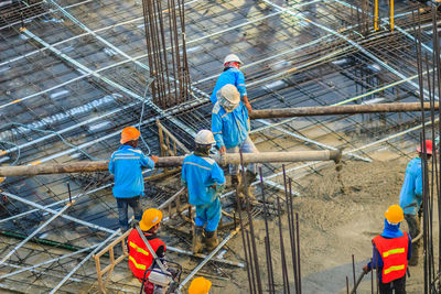 People working on construction site