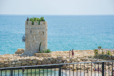 Scenic view of sea against clear sky