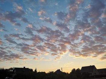 Low angle view of silhouette buildings against sky during sunset