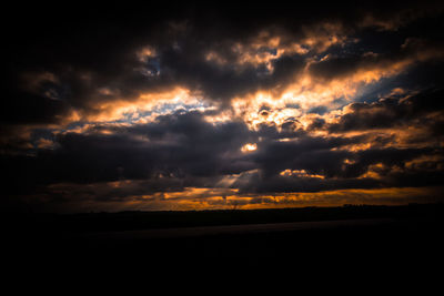 Scenic view of silhouette landscape against sky during sunset