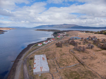 High angle view of beach against sky