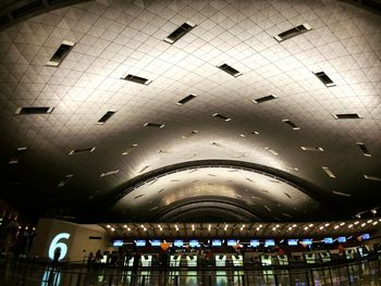 Low angle view of illuminated ceiling