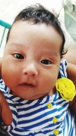 Close-up portrait of cute baby boy