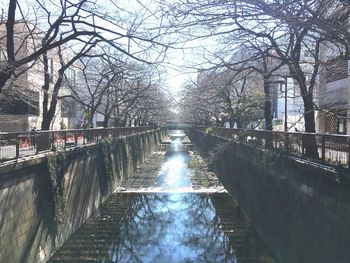 View of footbridge in city