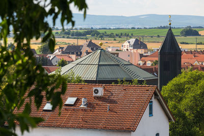 Houses and trees in town