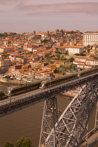 High angle view of dom luis i bridge over douro river in city