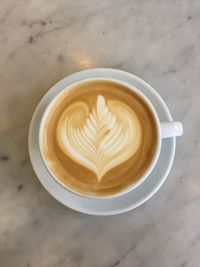 Directly above shot of cappuccino coffee