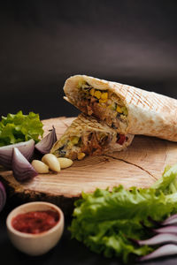 Close-up of food on table